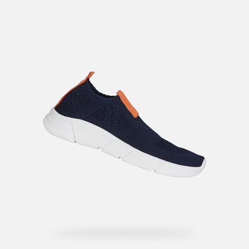 Geox Aril Slip On Sko Drenge Mørkeblå Orange | 85936-MKIS