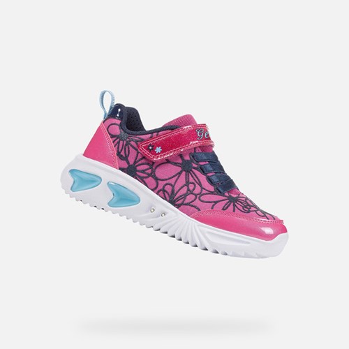 Geox Assister Light-up Shoes Pige Fuchsia Mørkeblå | 61958-TUGB