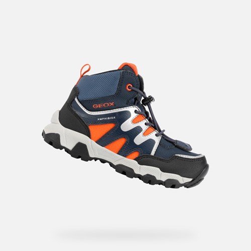 Geox Magnetar Abx Sneakers Drenge Mørkeblå Orange | 97058-EXSR