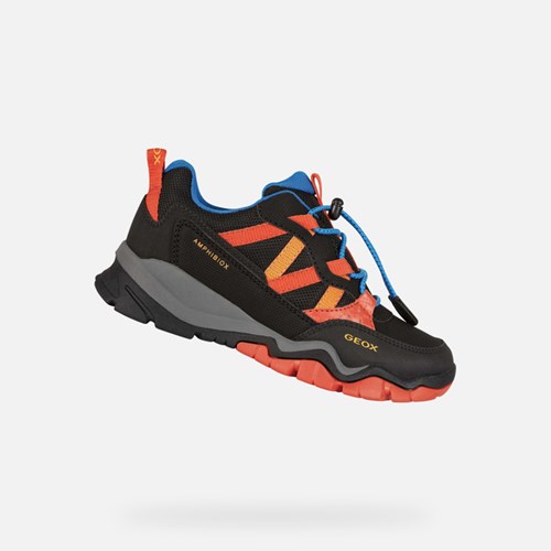 Geox Montrack Abx Sneakers Drenge Sort Orange | 69718-XCFE