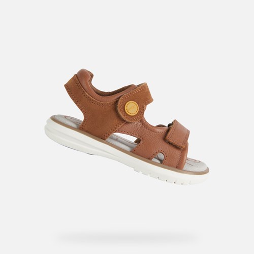 Geox Sandal Maratea Sandaler Drenge Brune Mørkegul | 02317-HDLY