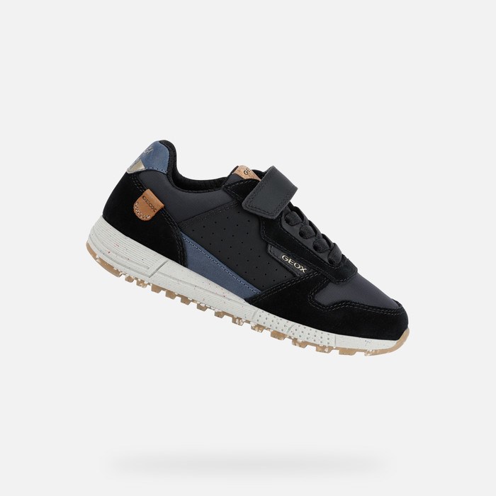 Geox Alben Sneakers Pige Sort Mørkeblå | 83521-OPUR