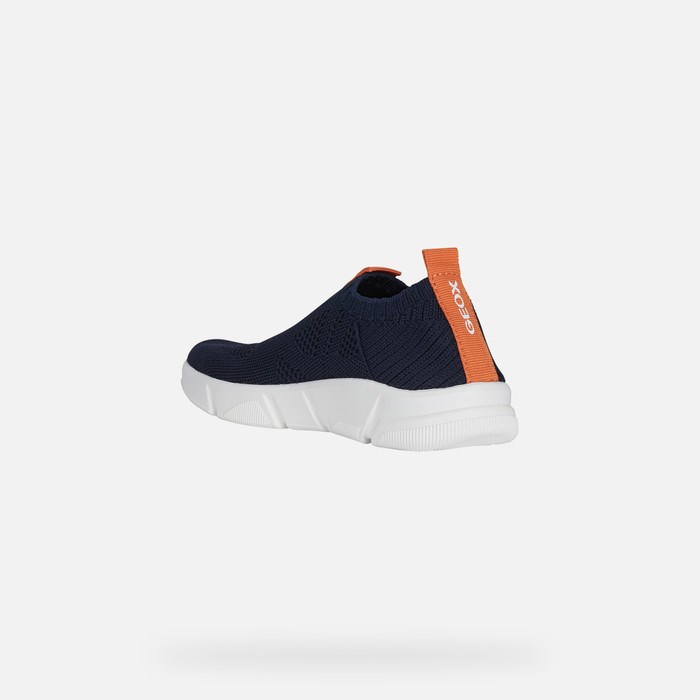 Geox Aril Slip On Sko Drenge Mørkeblå Orange | 85936-MKIS