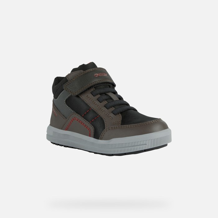 Geox Arzach Sneakers Drenge Kaffe Rød | 20865-OAWU