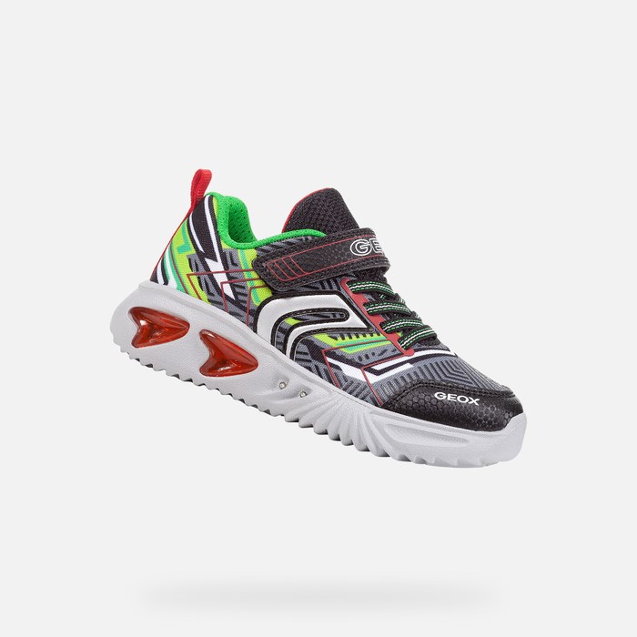 Geox Assister Light-up Shoes Drenge Sort Grøn | 28714-ZNAJ