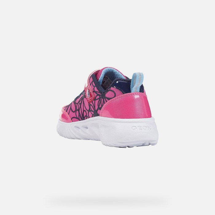 Geox Assister Light-up Shoes Pige Fuchsia Mørkeblå | 61958-TUGB