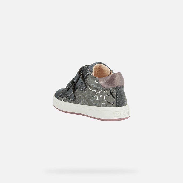 Geox Biglia Sneakers Baby Mørkegrå Mørkelyserød | 61395-OKJD