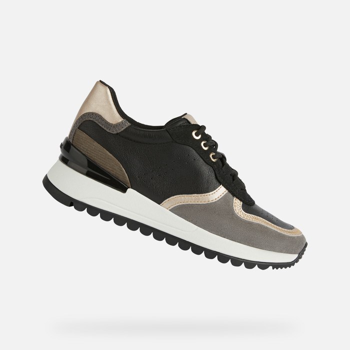 Geox Desya Sneakers Dame Sort Mørkegrå | 67349-KFYN