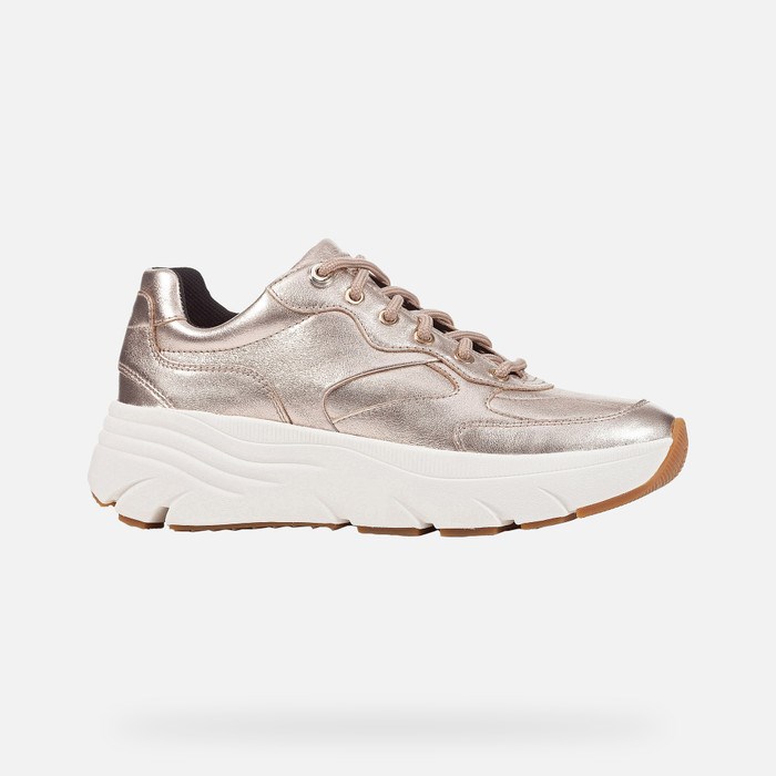 Geox Diamanta Sneakers Dame Champagne | 20786-HPMQ