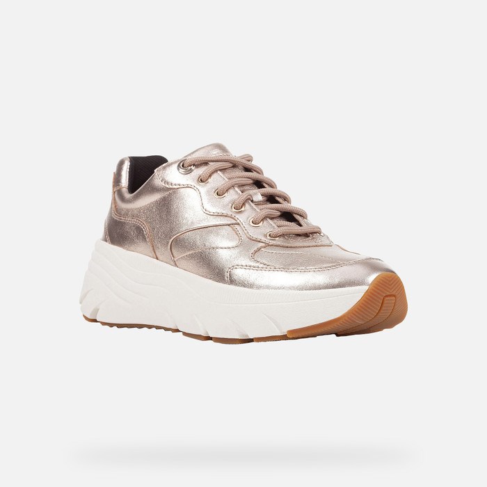 Geox Diamanta Sneakers Dame Champagne | 20786-HPMQ