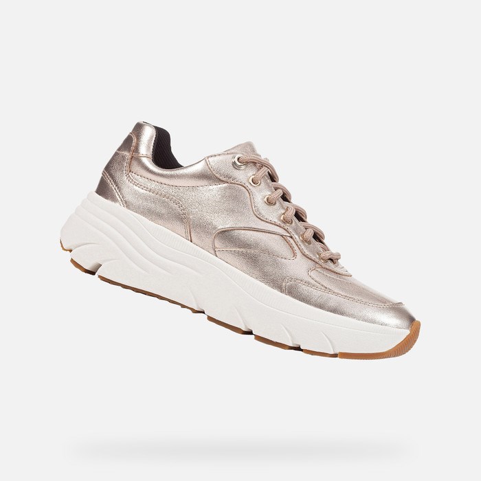 Geox Diamanta Sneakers Dame Champagne | 20786-HPMQ