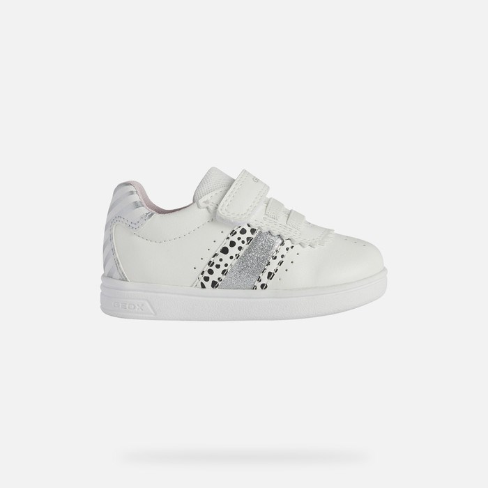 Geox Djrock Sneakers Baby Hvide Sølv | 81473-ANMD