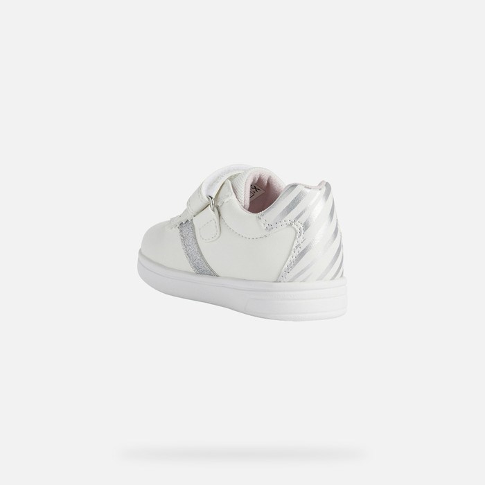 Geox Djrock Sneakers Baby Hvide Sølv | 81473-ANMD