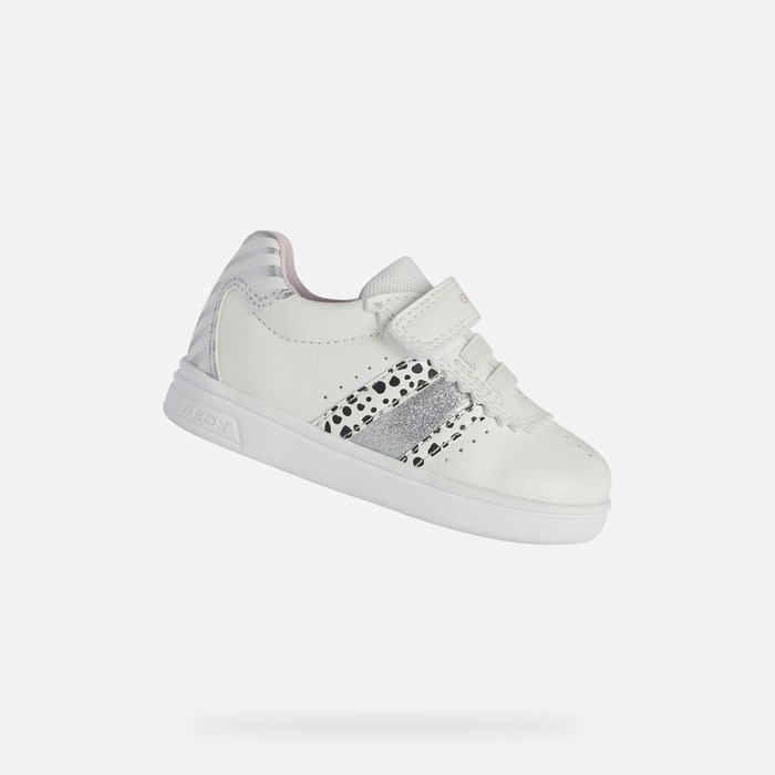 Geox Djrock Sneakers Baby Hvide Sølv | 81473-ANMD