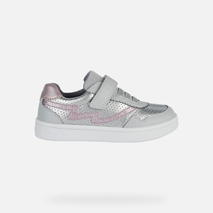 Geox Djrock Sneakers Pige Mørkesølv Lyserød | 80652-CBVK