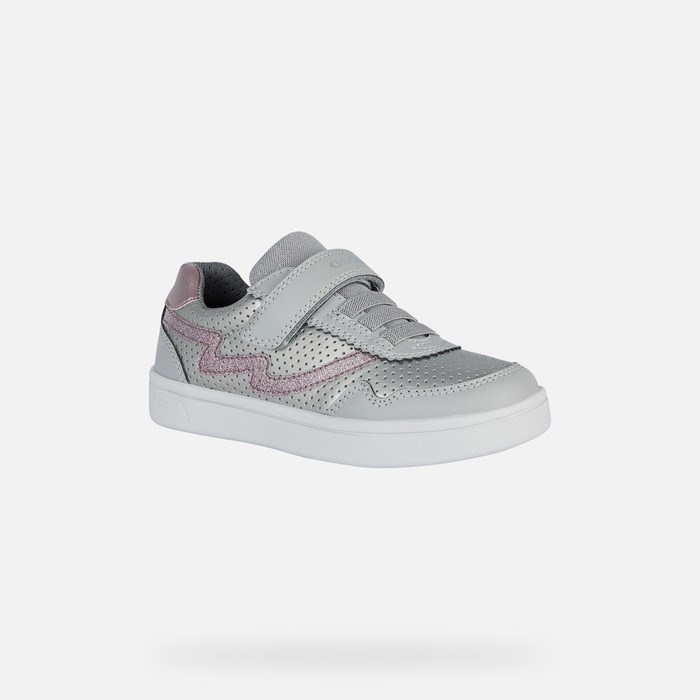 Geox Djrock Sneakers Pige Mørkesølv Lyserød | 80652-CBVK