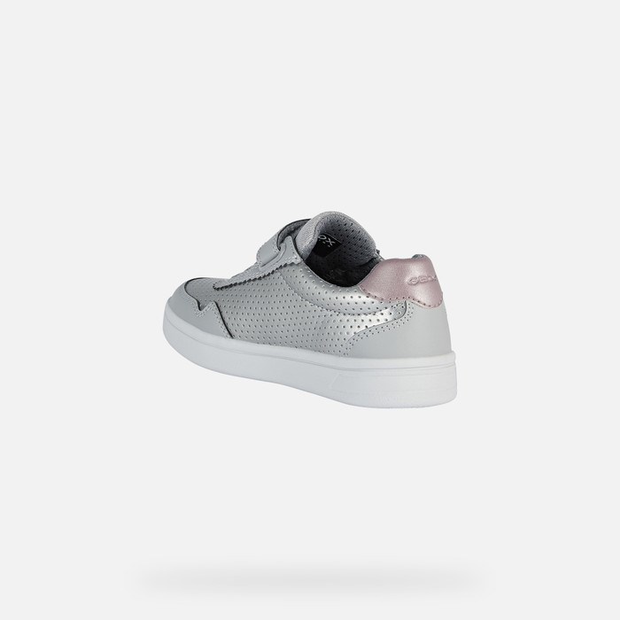 Geox Djrock Sneakers Pige Mørkesølv Lyserød | 80652-CBVK