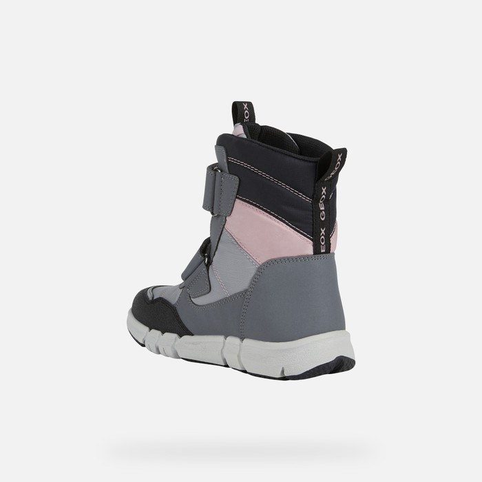 Geox Flexyper Abx Mid-calf Boots Drenge Grå Lyserød | 67483-VRKG