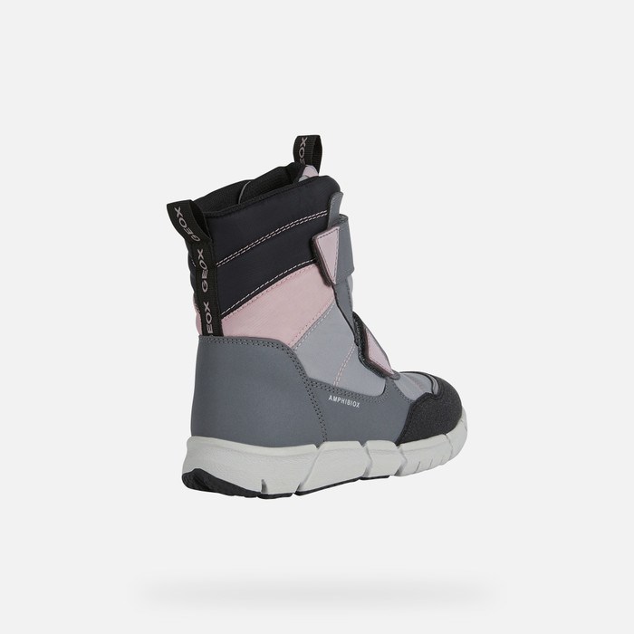 Geox Flexyper Abx Mid-calf Boots Drenge Grå Lyserød | 67483-VRKG