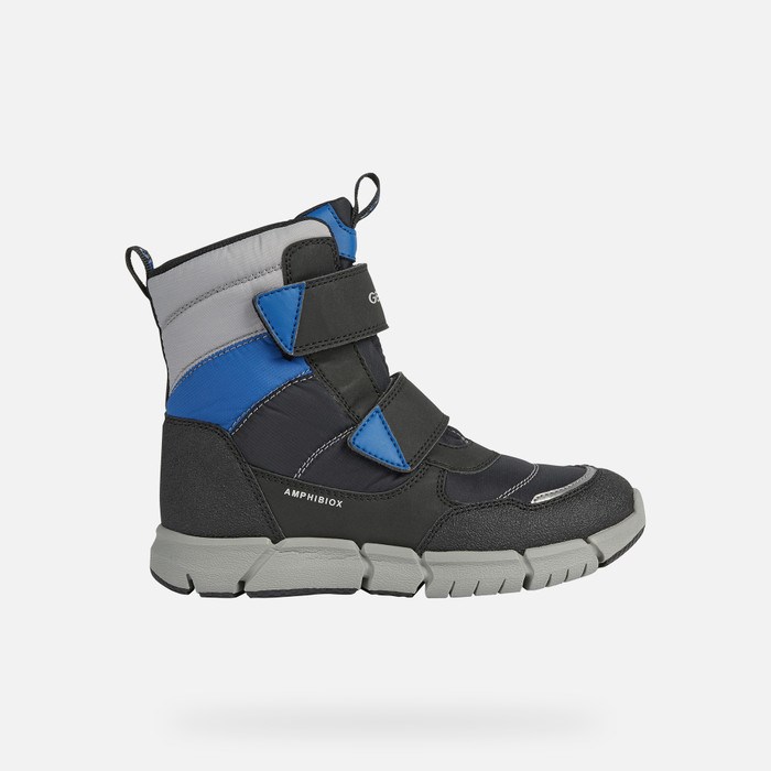 Geox Flexyper Abx Mid-calf Boots Drenge Sort Kongeblå | 69321-UXMI