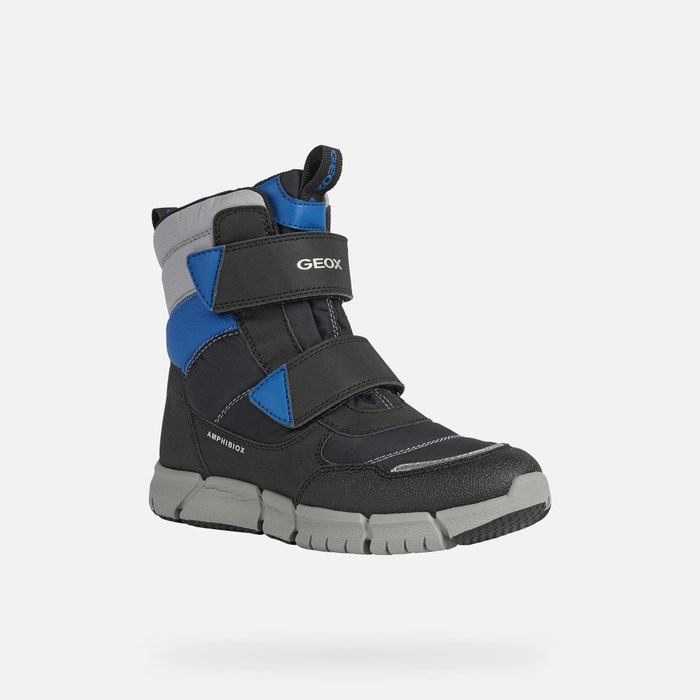 Geox Flexyper Abx Mid-calf Boots Drenge Sort Kongeblå | 69321-UXMI