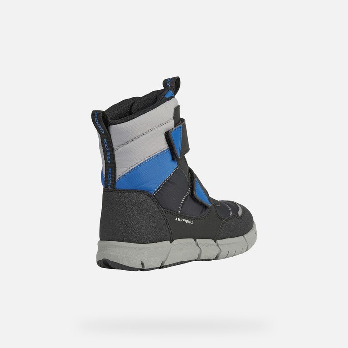 Geox Flexyper Abx Mid-calf Boots Drenge Sort Kongeblå | 69321-UXMI