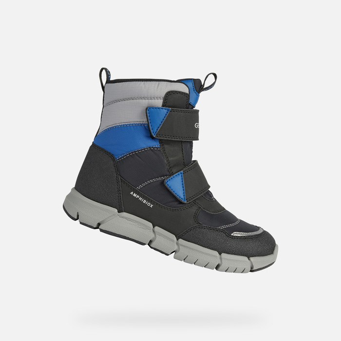 Geox Flexyper Abx Mid-calf Boots Drenge Sort Kongeblå | 69321-UXMI