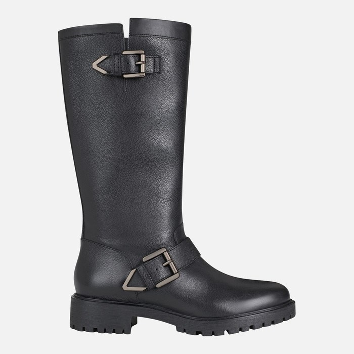 Geox Hoara Biker Boots Dame Sort | 47836-JTWH