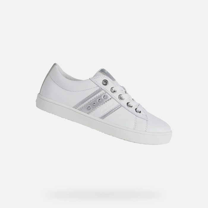 Geox Kathe Sneakers Pige Hvide Sølv | 95784-DUOA