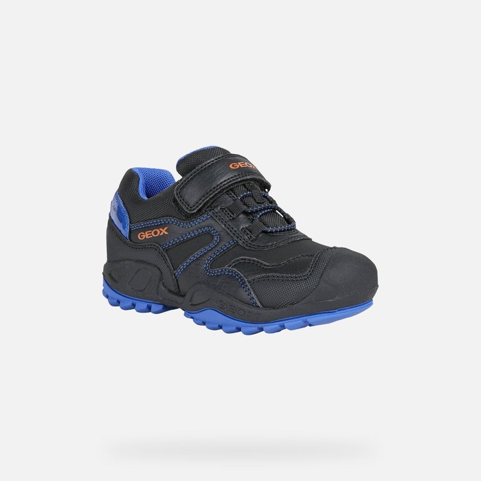 Geox New Savage Abx Sneakers Drenge Kongeblå Sort | 49360-GWDX