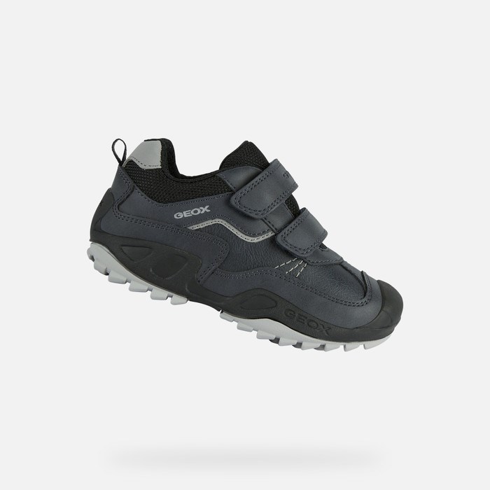 Geox New Savage Sneakers Drenge Mørkeblå Grå | 76238-TDHS