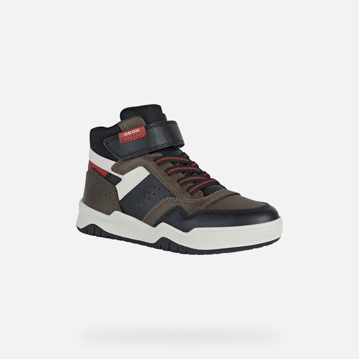 Geox Perth Sneakers Drenge Chokolade Rød | 70932-WTLA