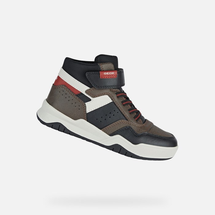 Geox Perth Sneakers Drenge Chokolade Rød | 70932-WTLA