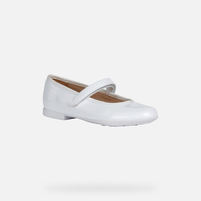 Geox Plie Ballerina Sko Pige Hvide | 75146-JUHR