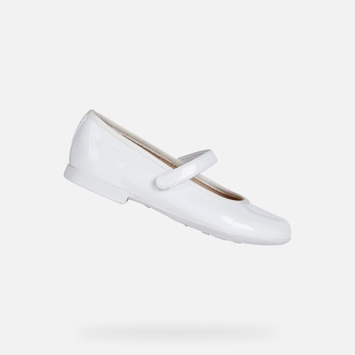 Geox Plie Ballerina Sko Pige Hvide | 75146-JUHR