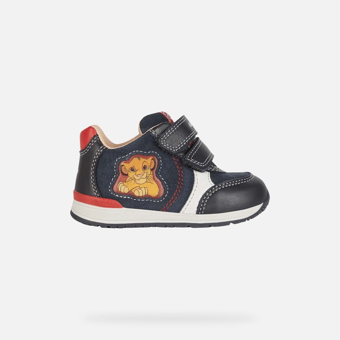 Geox Rishon Sneakers Baby Mørkemørkeblå Rød | 20978-NHMY