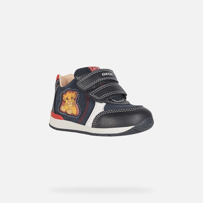 Geox Rishon Sneakers Baby Mørkemørkeblå Rød | 20978-NHMY