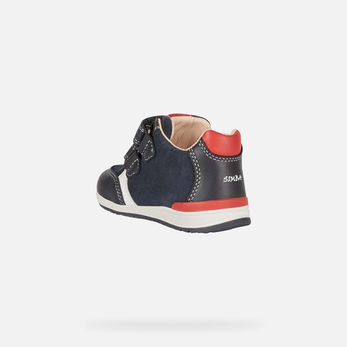 Geox Rishon Sneakers Baby Mørkemørkeblå Rød | 20978-NHMY