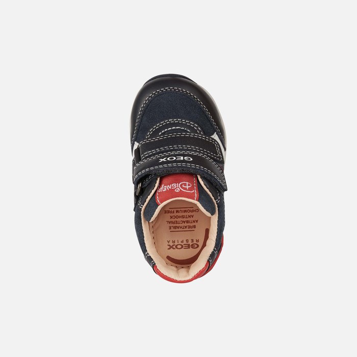 Geox Rishon Sneakers Baby Mørkemørkeblå Rød | 20978-NHMY