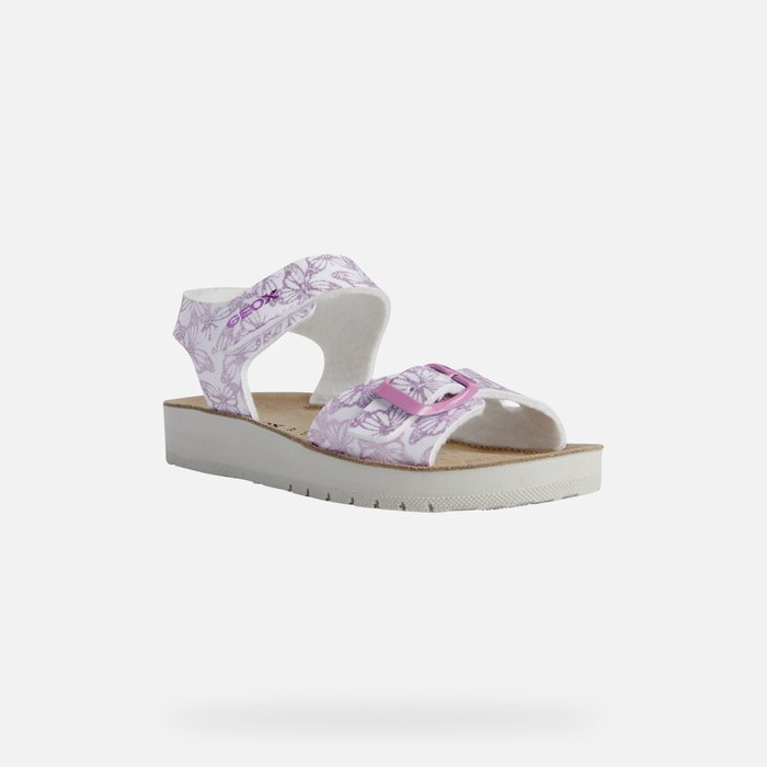 Geox Sandal Costarei Sandaler Pige Hvide Lyserød | 73196-OURP