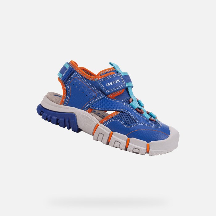 Geox Sandal Dynomix Sandaler Drenge Kongeblå Orange | 72194-KBRU