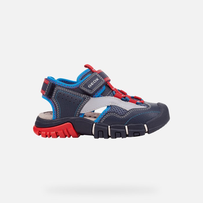 Geox Sandal Dynomix Sandaler Drenge Mørkeblå Rød | 64801-NKXB