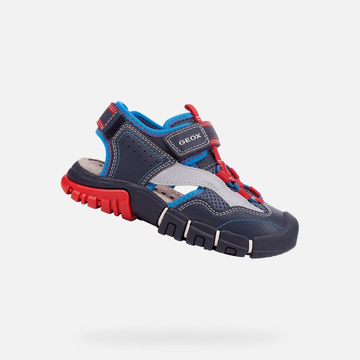 Geox Sandal Dynomix Sandaler Drenge Mørkeblå Rød | 64801-NKXB