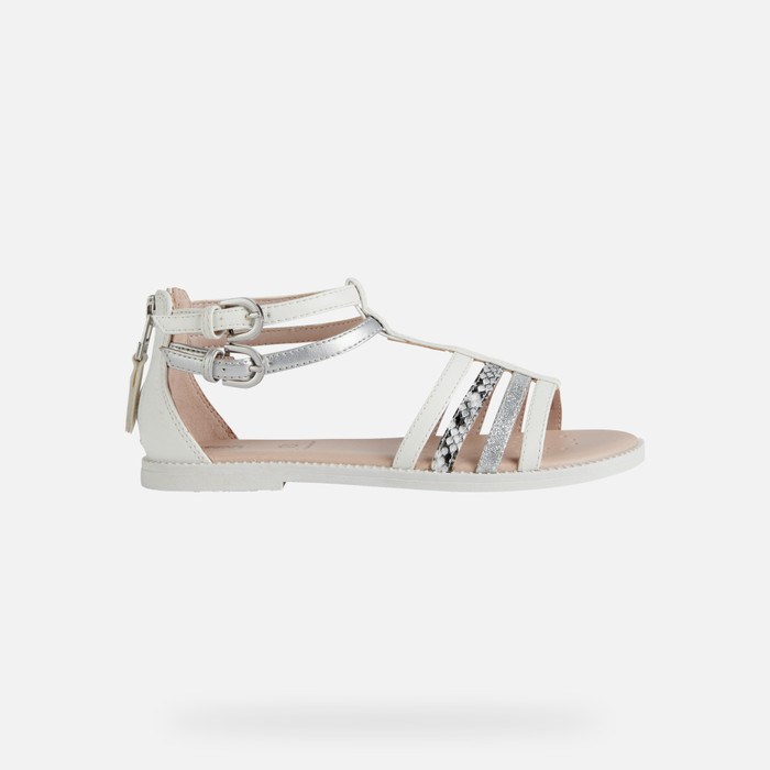 Geox Sandal Karly Sandaler Pige Hvide Sølv | 04821-EVGY