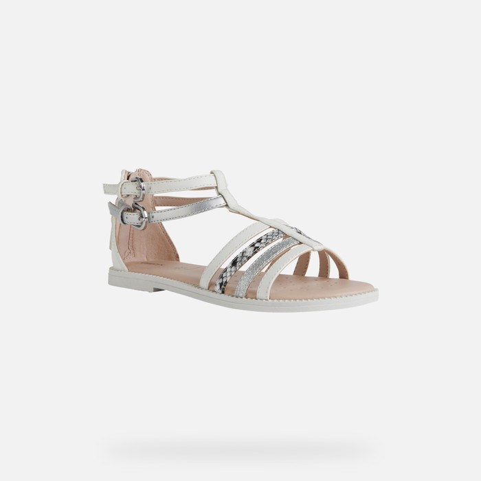 Geox Sandal Karly Sandaler Pige Hvide Sølv | 04821-EVGY