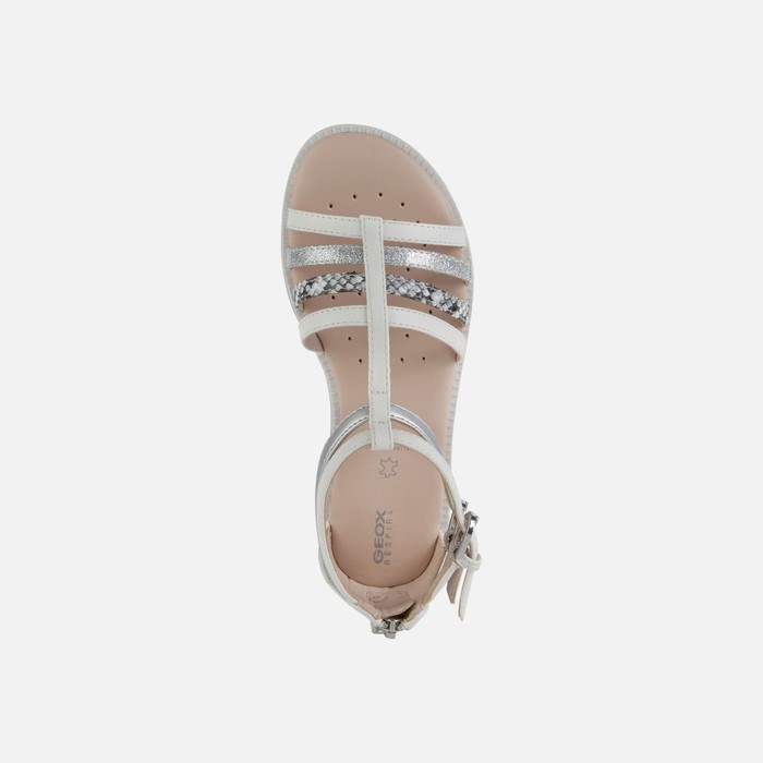 Geox Sandal Karly Sandaler Pige Hvide Sølv | 04821-EVGY