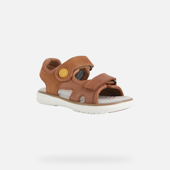 Geox Sandal Maratea Sandaler Drenge Brune Mørkegul | 02317-HDLY