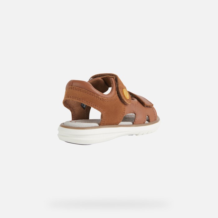 Geox Sandal Maratea Sandaler Drenge Brune Mørkegul | 02317-HDLY