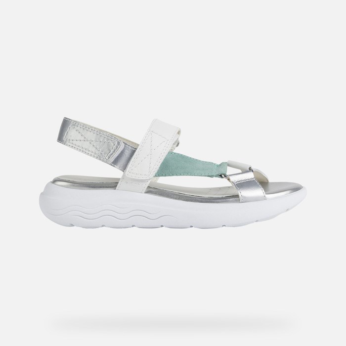 Geox Spherica Ec5w Sandaler Dame Hvide Mintgrønne | 32057-MQIZ