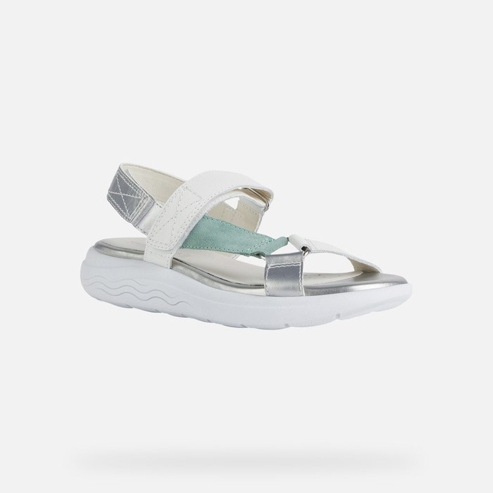 Geox Spherica Ec5w Sandaler Dame Hvide Mintgrønne | 32057-MQIZ